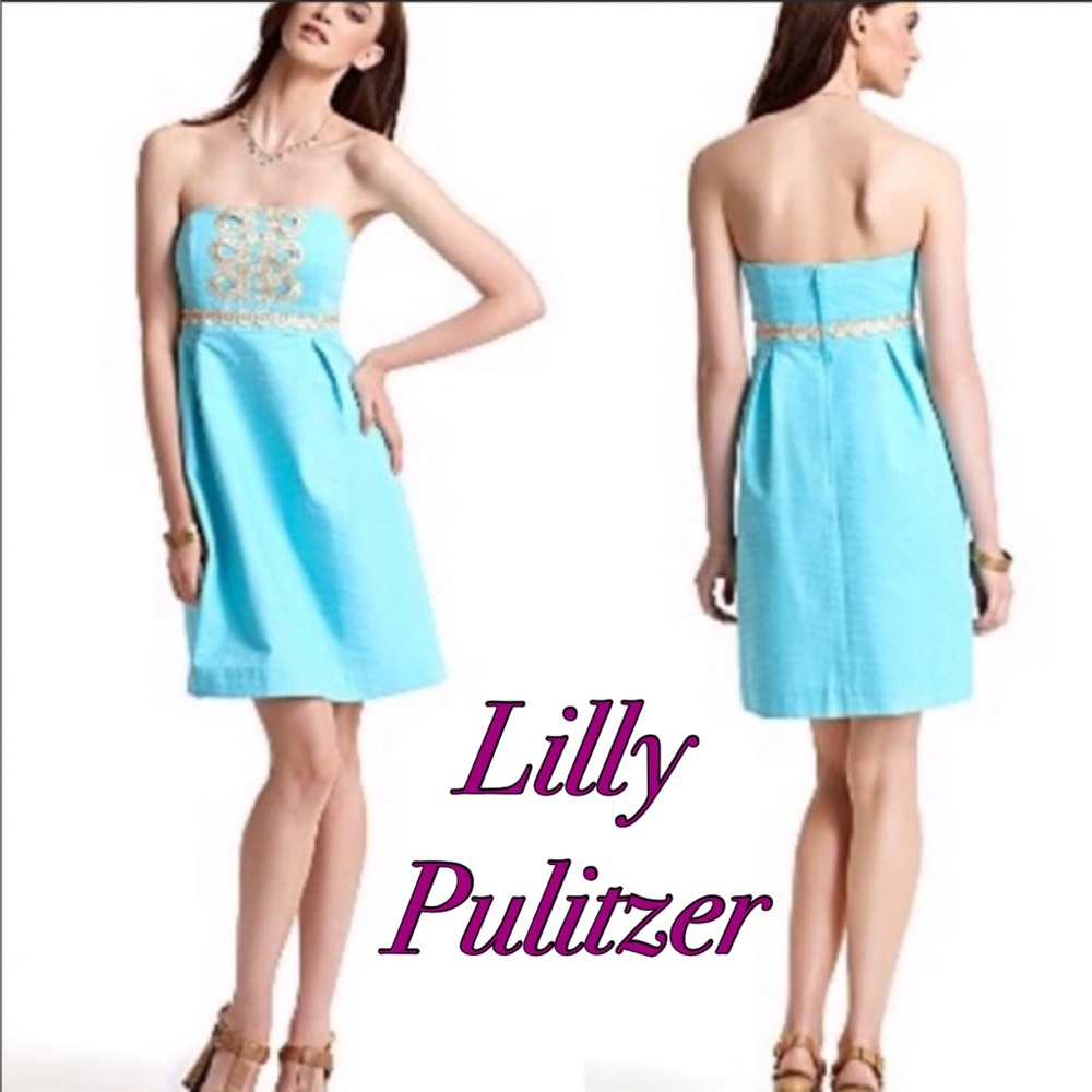 Lilly Pulitzer Strapless Blue Dress